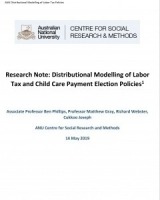 Research Note: Distributional Modelling of Labor Tax and Child Care Payment Election Policies